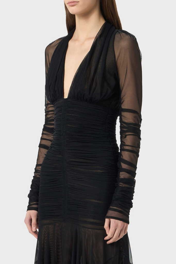 Stylish beautiful dress | Ailana V-Neck Ruched Tulle Maxi Dress - Ideal for special occasions