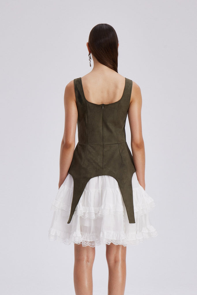 Stylish green dress | Ailis Ruffle Lace Sleeveless Mini Dress In Green - Ideal for special occasions
