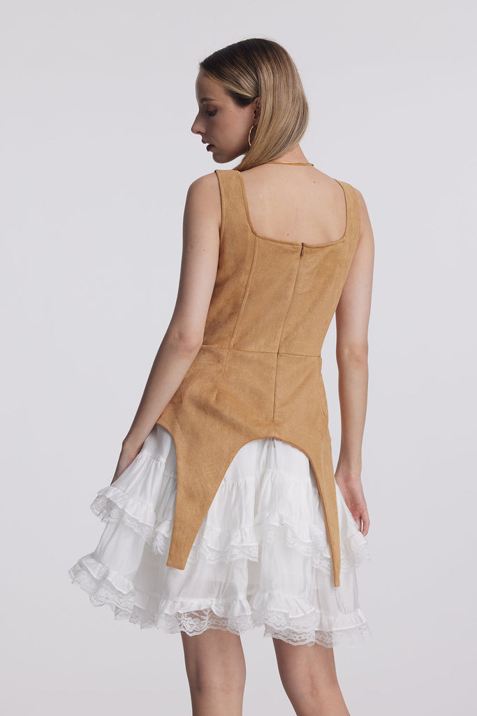 Ailis Ruffle Lace Sleeveless Mini Dress - Stylish beautiful dress for special occasions | Buy Online