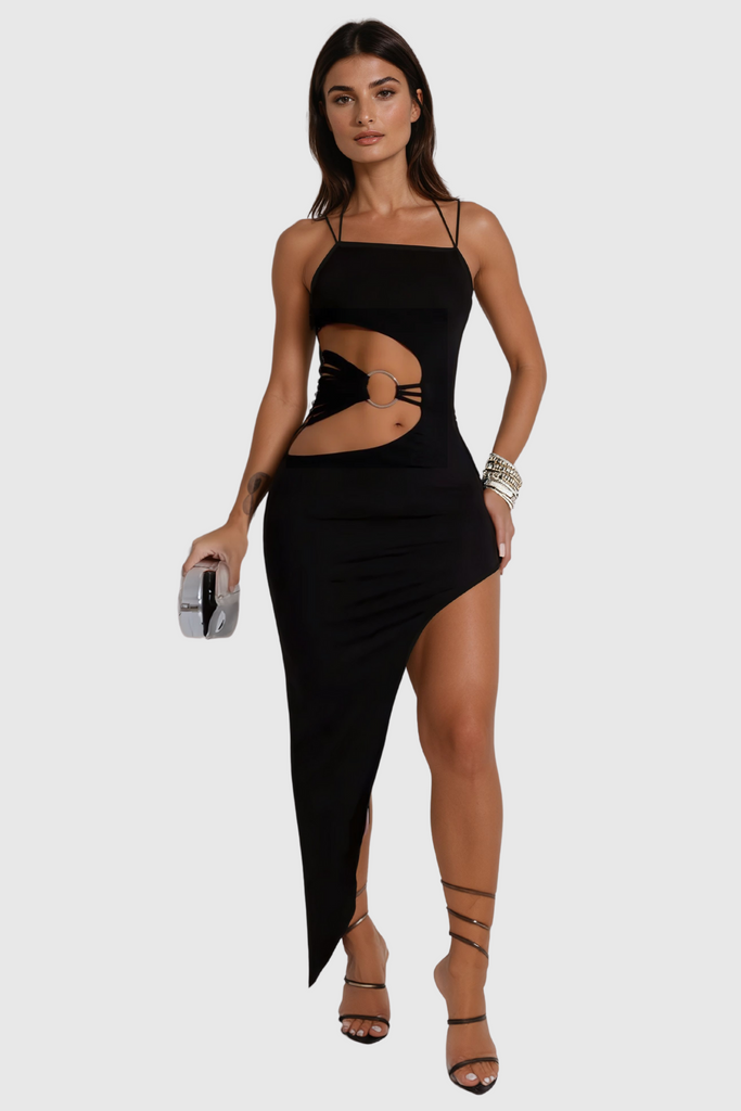Stylish beautiful dress | Aimi Cutout Asymmetric Split Maxi Dress - Ideal for special occasions