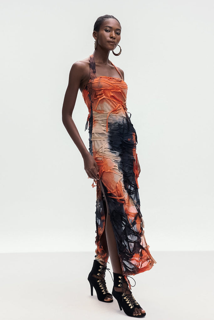 Shop  beautiful dress - Perfect for special occasions | Ainmuire Tie Dye Fringe Split Maxi Dress
