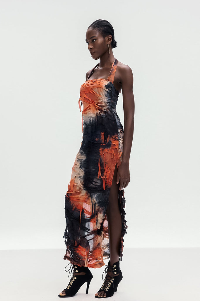 Ainmuire Tie Dye Fringe Split Maxi Dress - Stylish beautiful dress for special occasions | Buy Online