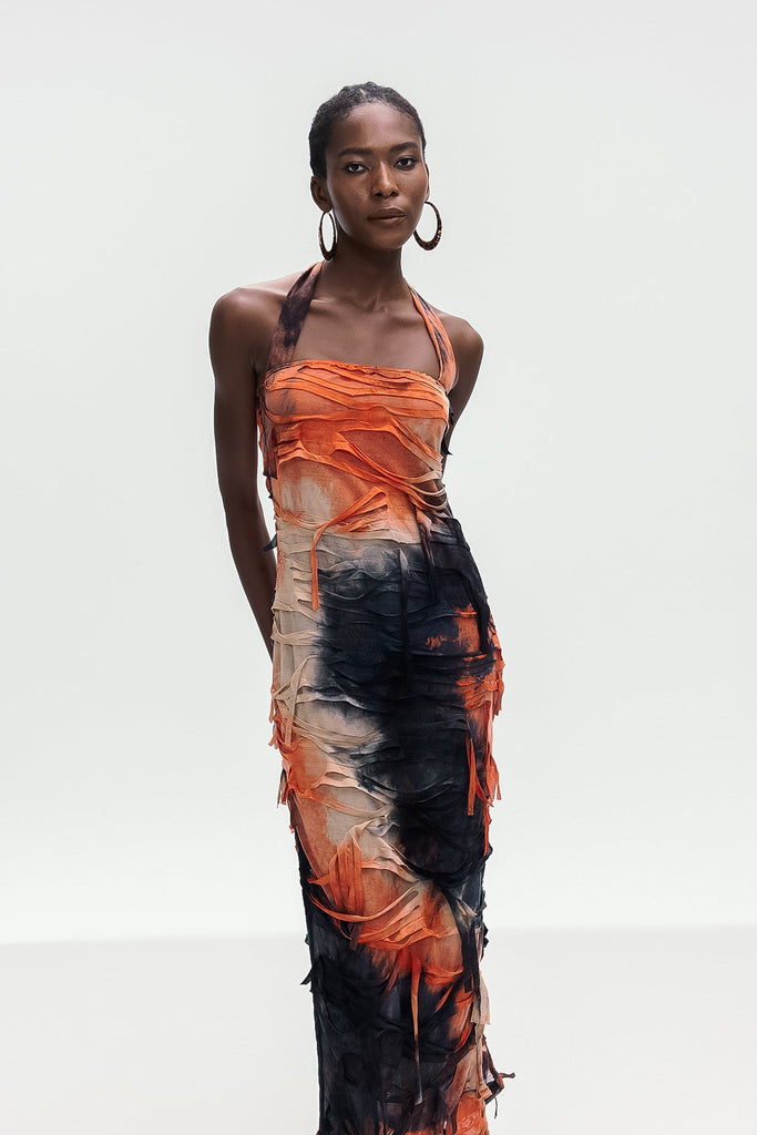 Stylish beautiful dress | Ainmuire Tie Dye Fringe Split Maxi Dress - Ideal for special occasions