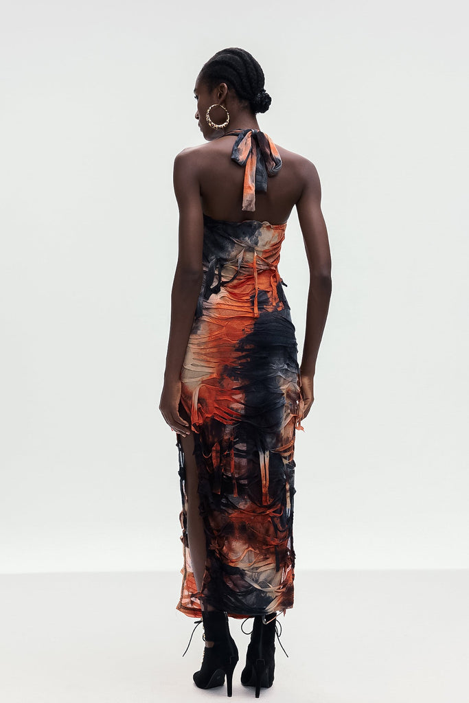 Shop  beautiful dress - Perfect for special occasions | Ainmuire Tie Dye Fringe Split Maxi Dress