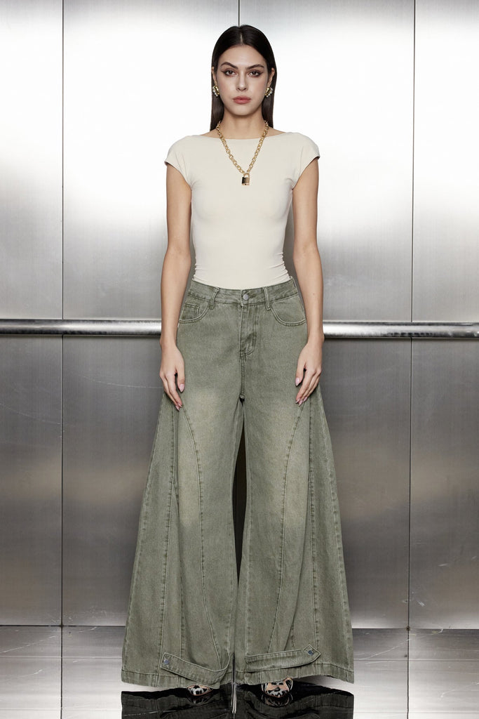 Akello Deconstruct Wide Jeans - Stylish beautiful dress for special occasions | Buy Online