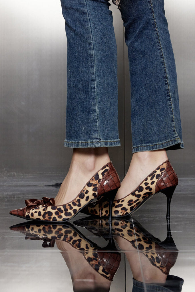 Akikta Leopard Lace Up High Heels - Stylish beautiful dress for special occasions | Buy Online