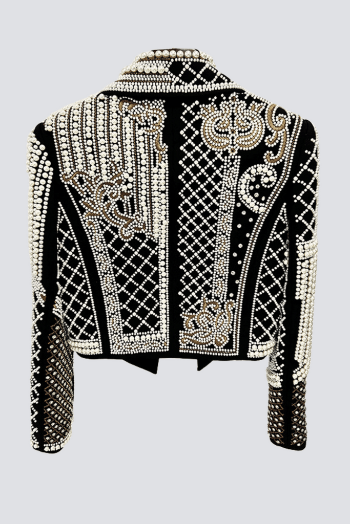Akili Pearl Embellished Cropped Blazer - Stylish beautiful dress for special occasions | Buy Online