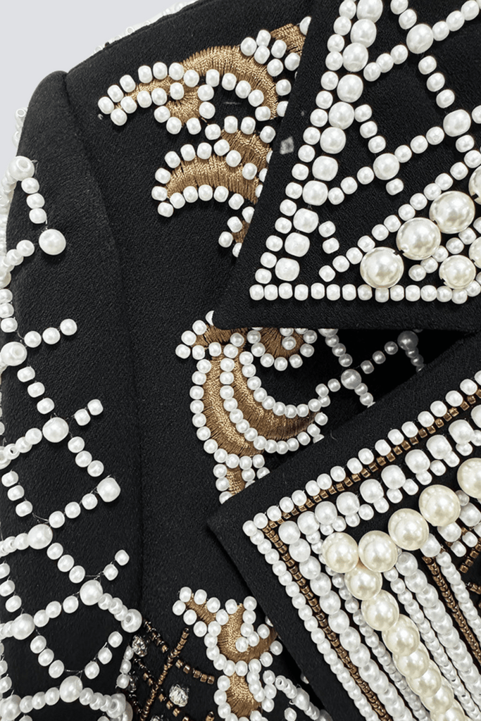 Akili Pearl Embellished Cropped Blazer - Stylish beautiful dress for special occasions | Buy Online