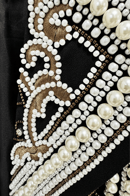 Akili Pearl Embellished Cropped Blazer