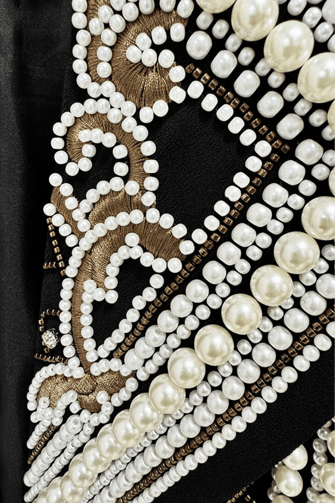 Stylish beautiful dress | Akili Pearl Embellished Cropped Blazer - Ideal for special occasions