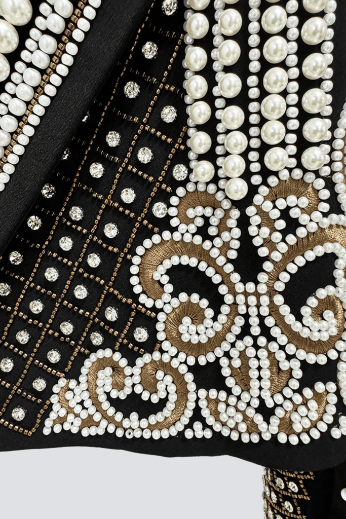 Stylish beautiful dress | Akili Pearl Embellished Cropped Blazer - Ideal for special occasions