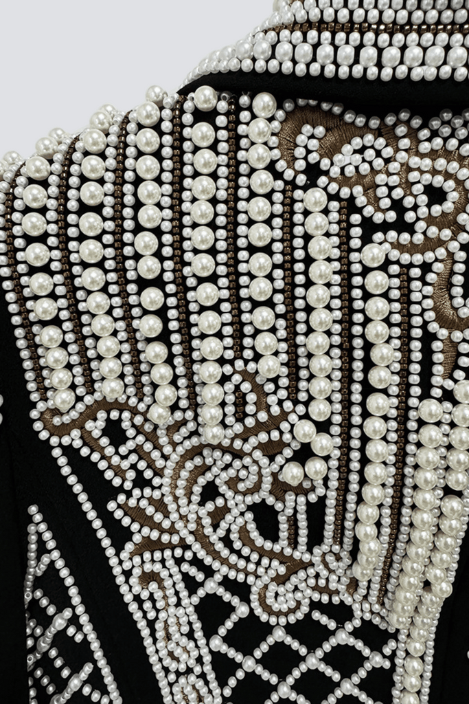 Stylish beautiful dress | Akili Pearl Embellished Cropped Blazer - Ideal for special occasions