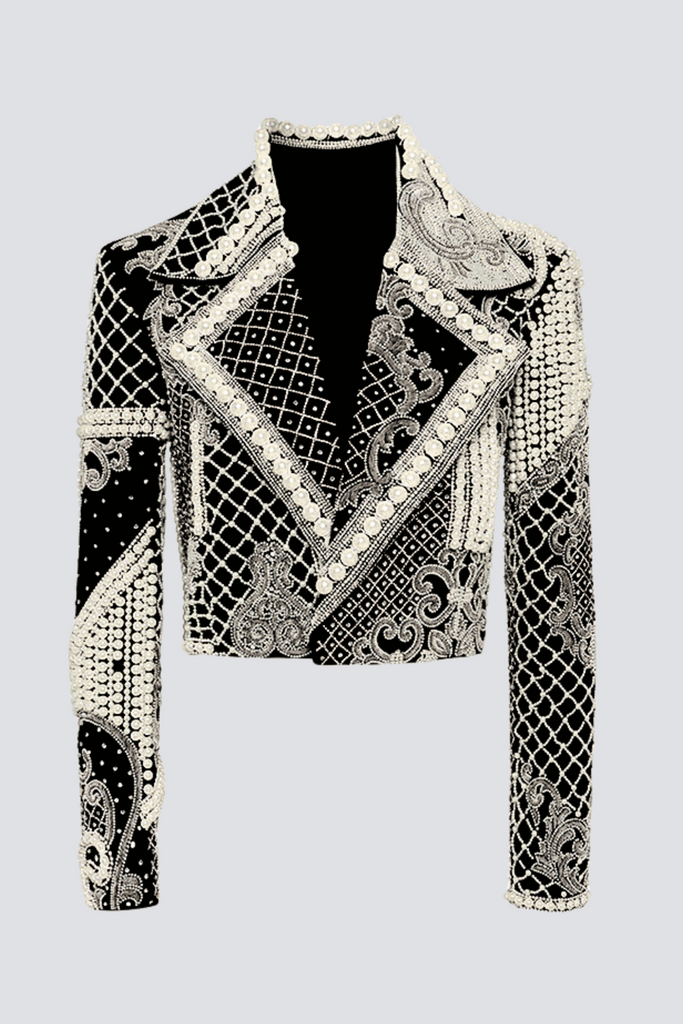 Akili Pearl Embellished Cropped Blazer - Stylish beautiful dress for special occasions | Buy Online