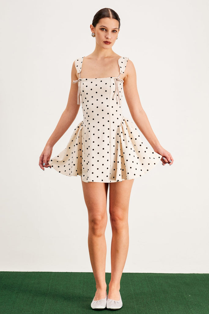 Shop  white dress - Perfect for special occasions | Aleta Lace Up Spaghetti Ruffle Mini Dress In White