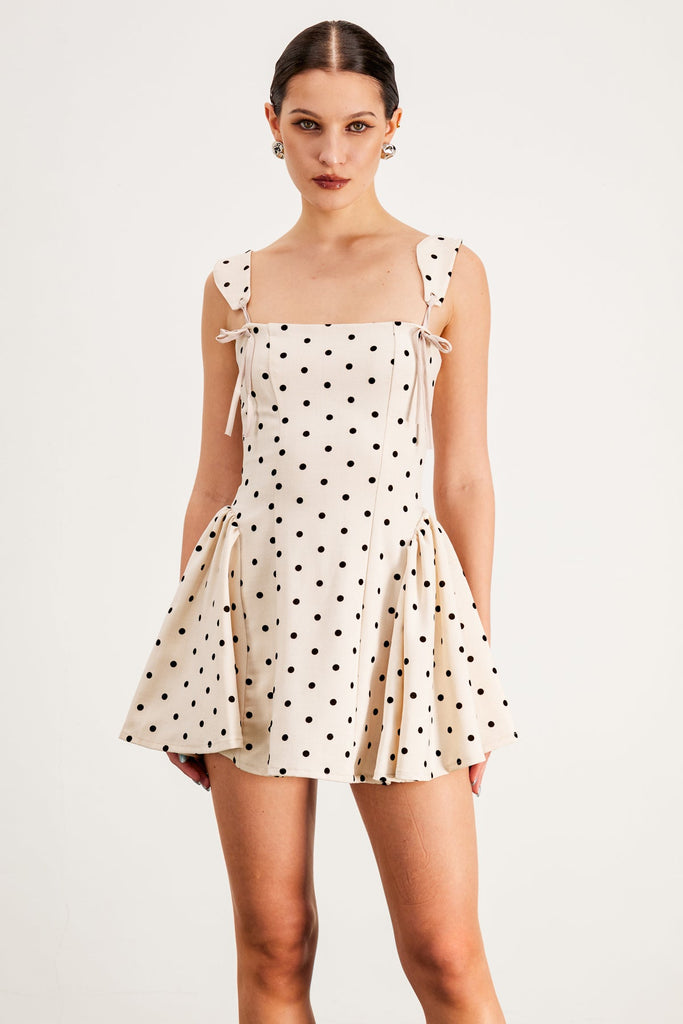 Stylish white dress | Aleta Lace Up Spaghetti Ruffle Mini Dress In White - Ideal for special occasions