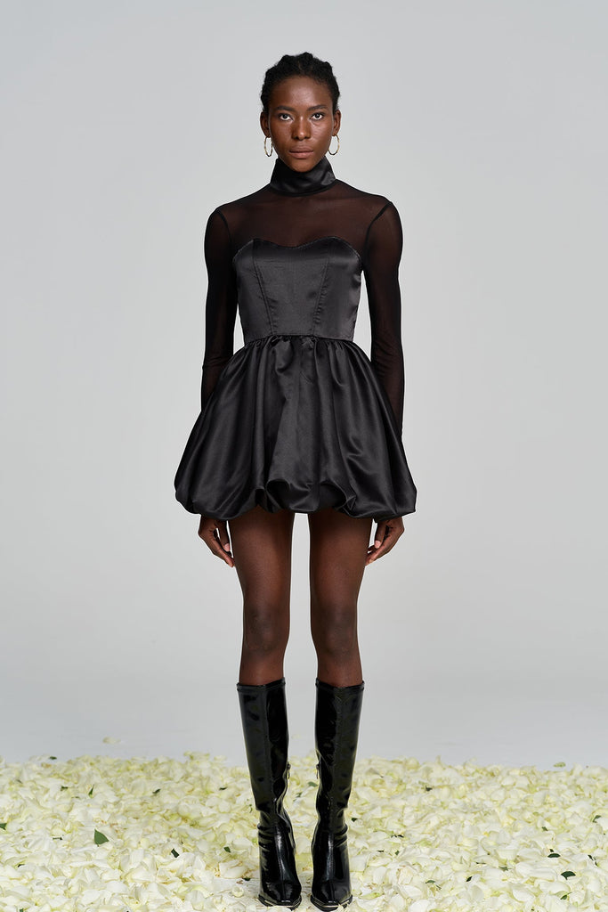 Stylish beautiful dress | Alette Stand Collar Corset Satin Mini Dress - Ideal for special occasions