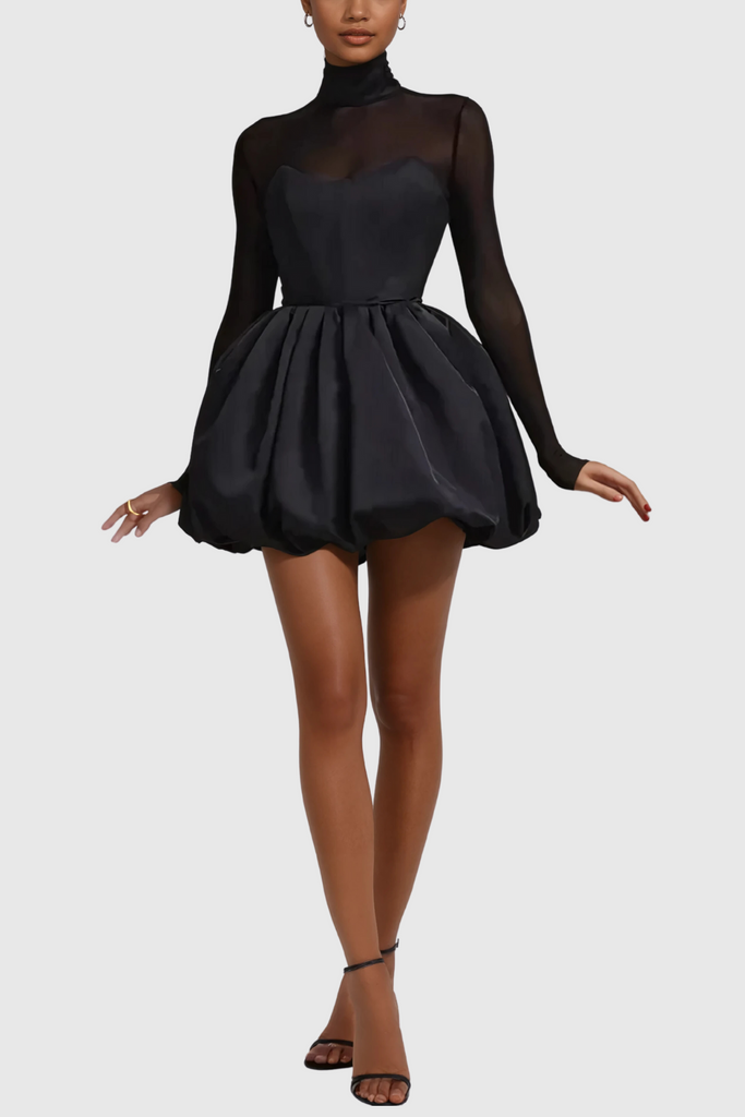 Alette Stand Collar Corset Satin Mini Dress - Stylish beautiful dress for special occasions | Buy Online