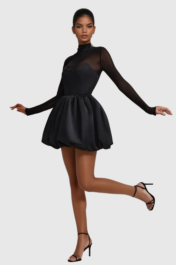 Stylish beautiful dress | Alette Stand Collar Corset Satin Mini Dress - Ideal for special occasions