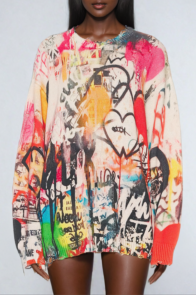 Alev Graffiti Knit Top - Stylish beautiful dress for special occasions | Buy Online