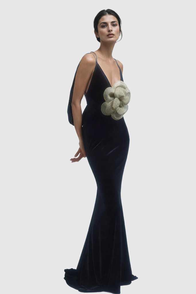 Stylish beautiful dress | Ali Backless Flower Spaghetti Maxi Dress - Ideal for special occasions