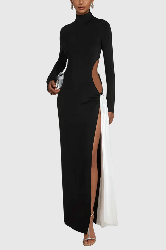 Alinka Cutout Lace Up High Split Maxi Dress - Stylish beautiful dress for special occasions | Buy Online