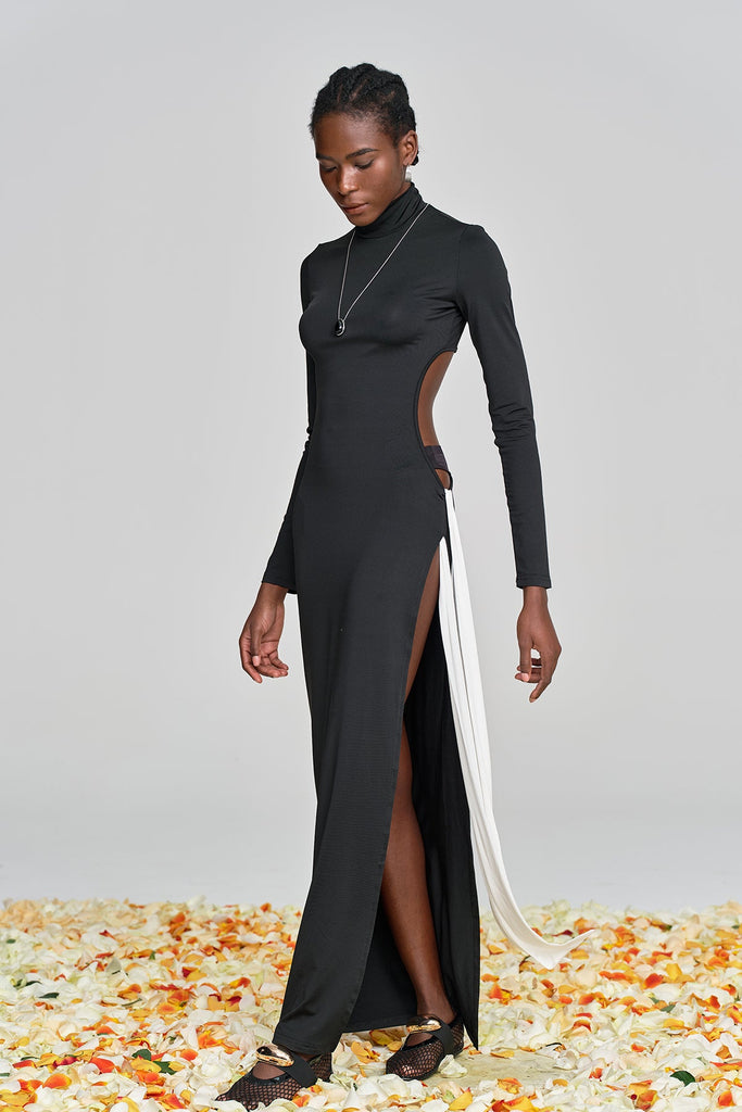 Alinka Cutout Lace Up High Split Maxi Dress - Stylish beautiful dress for special occasions | Buy Online