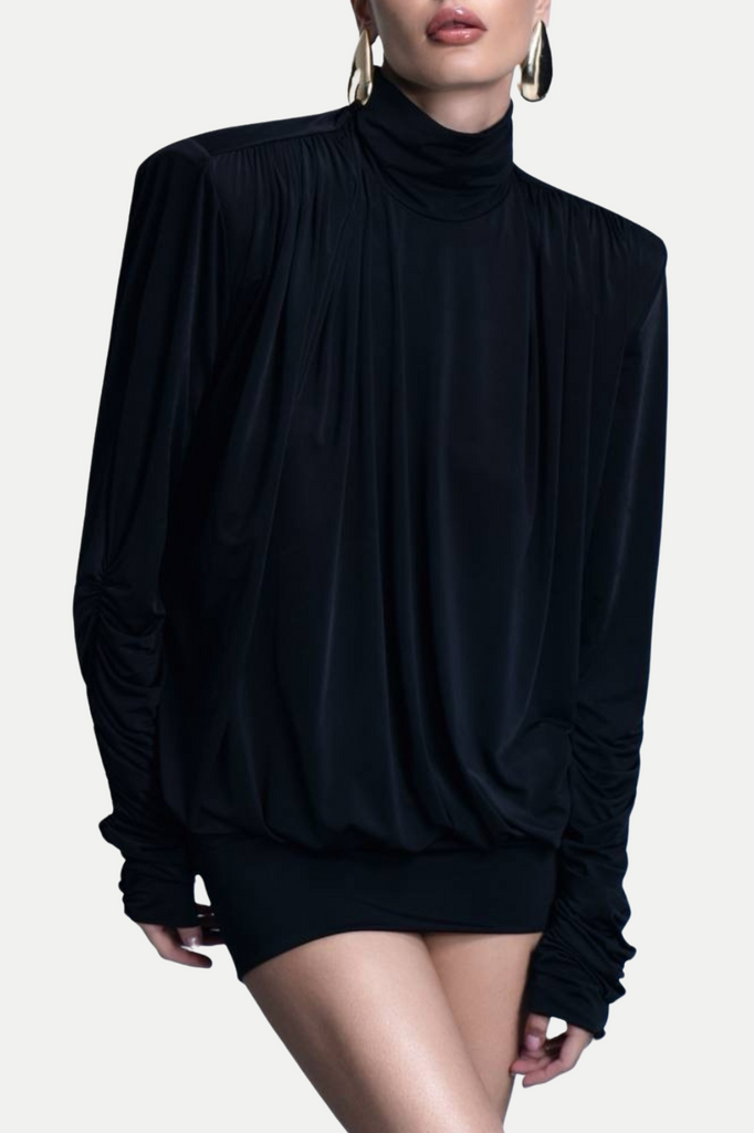 Alestair Backless Ruched Mini Dress - Black - Stylish black dress for special occasions | Buy Online