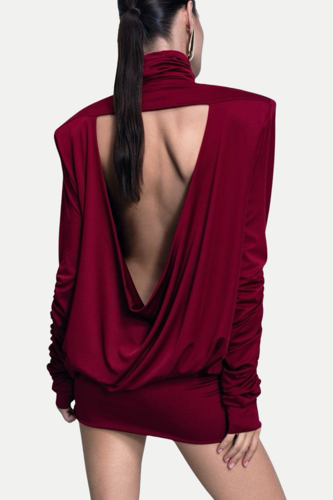 Shop  red dress - Perfect for special occasions | Alestair Backless Ruched Mini Dress - Red