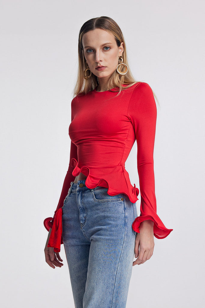 Stylish beautiful dress | Alize Ruffle Bodycon Asymmetric Top - Ideal for special occasions