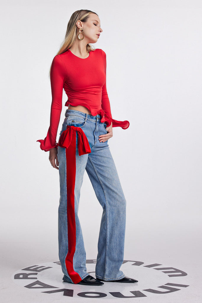 Alize Ruffle Bodycon Asymmetric Top - Stylish beautiful dress for special occasions | Buy Online