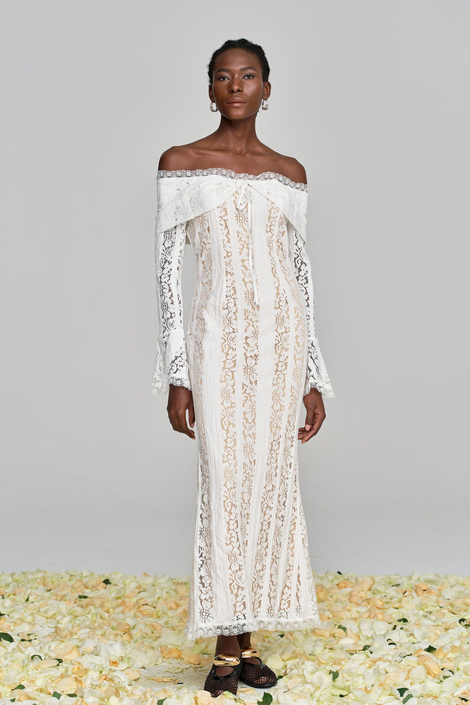 Stylish beautiful dress | Alladitta Lace Off Shoulder Cutout Maxi Dress - Ideal for special occasions