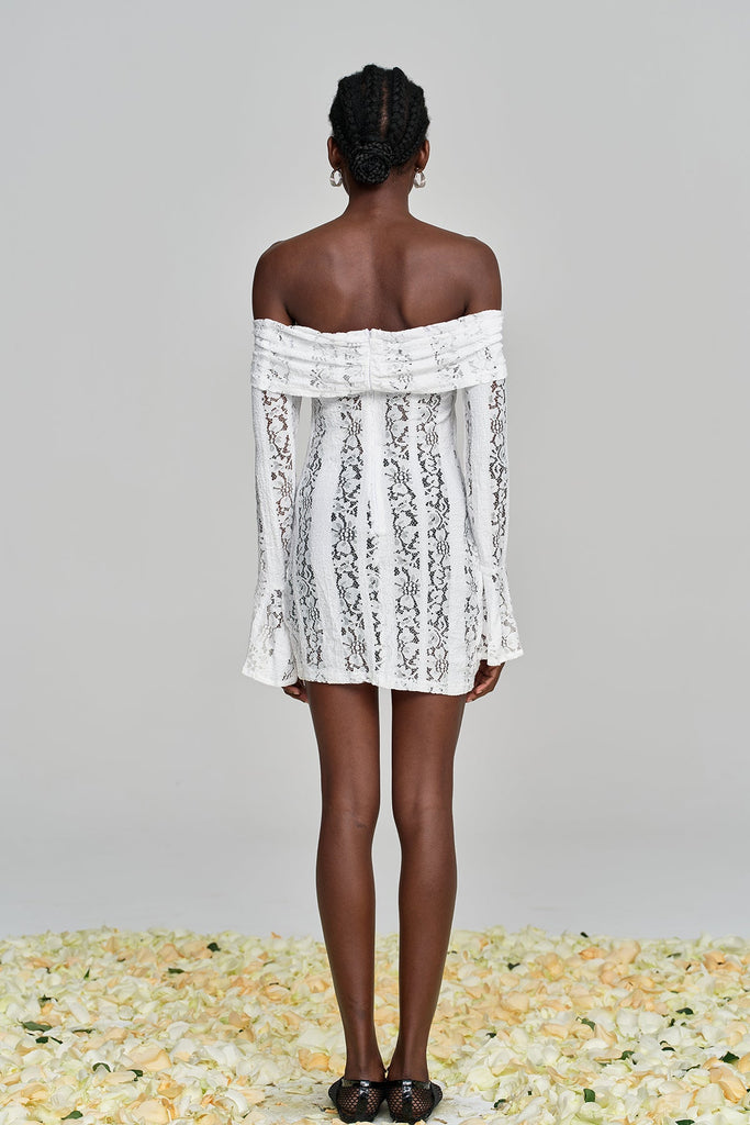 Shop  beautiful dress - Perfect for special occasions | Alladitta Lace Off Shoulder Cutout Mini Dress