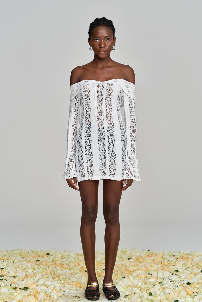 Alladitta Lace Off Shoulder Cutout Mini Dress - Stylish beautiful dress for special occasions | Buy Online