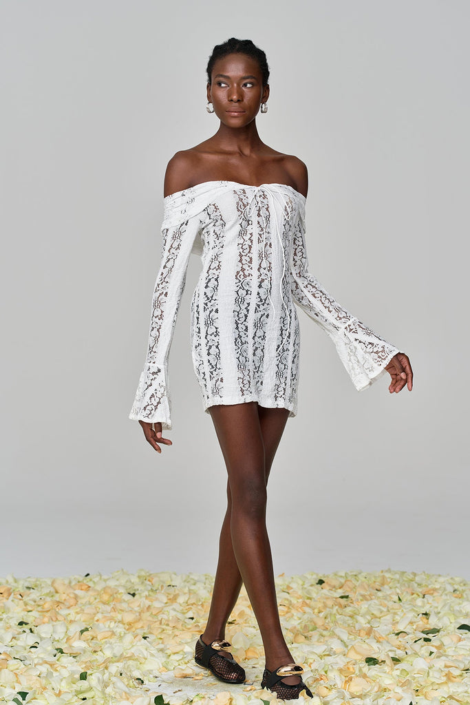 Stylish beautiful dress | Alladitta Lace Off Shoulder Cutout Mini Dress - Ideal for special occasions