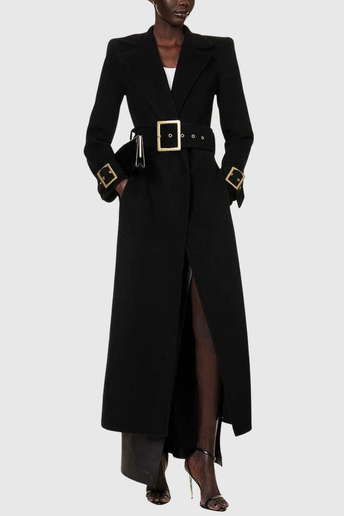 Stylish beautiful dress | Allston Peak-lapel Belted Coat - Ideal for special occasions
