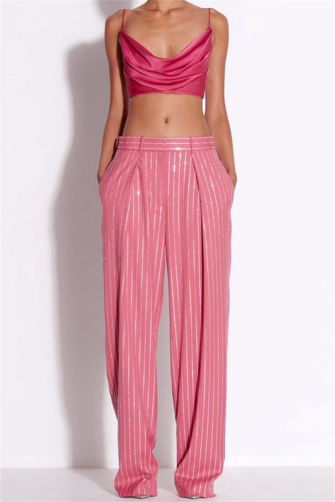 Shop  pink dress - Perfect for special occasions | Ally Crystal Pinstripe Blazer Set - Pink