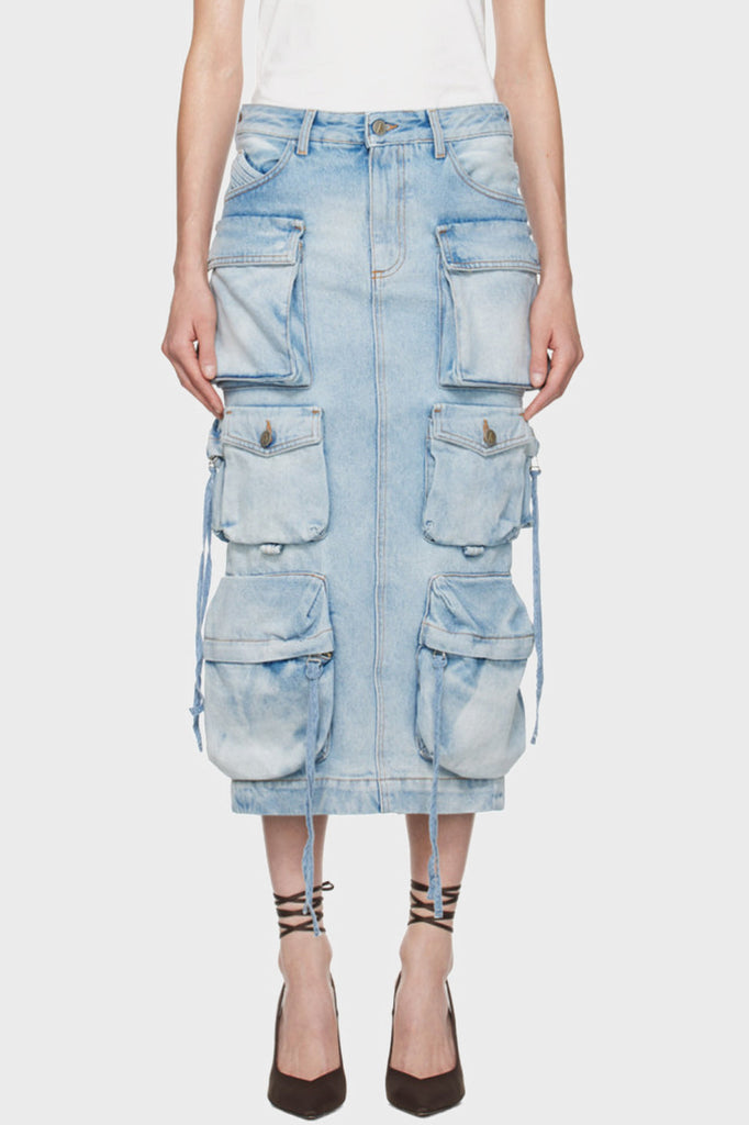 Shop  beautiful midi - Perfect for special occasions | Alma Cargo Denim Midi Skirt