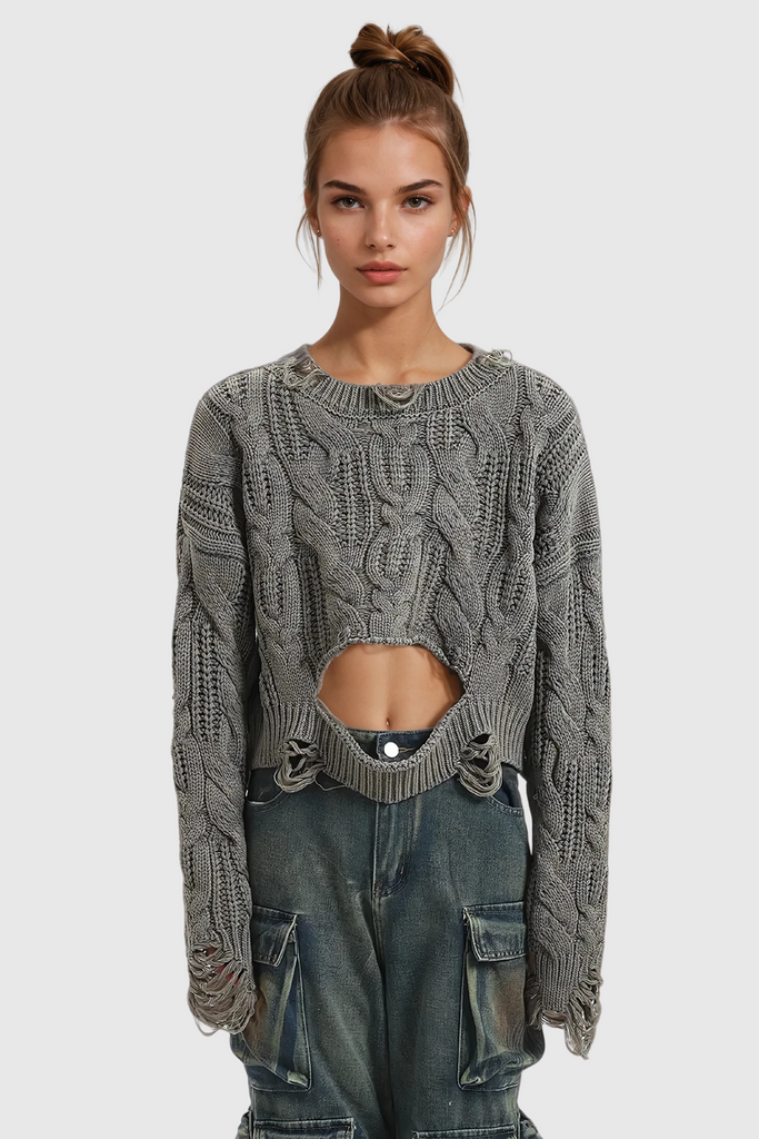 Shop  beautiful dress - Perfect for special occasions | Almondine Torn Asymmetric Knit Top