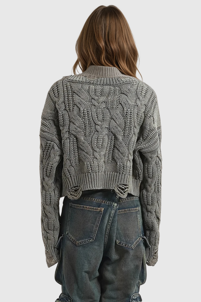 Stylish beautiful dress | Almondine Torn Asymmetric Knit Top - Ideal for special occasions