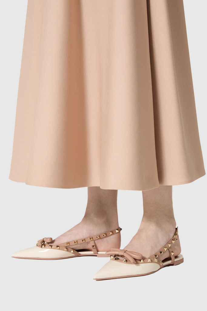 Shop  beautiful dress - Perfect for special occasions | Alpha Studded Bow Flats In Apricot