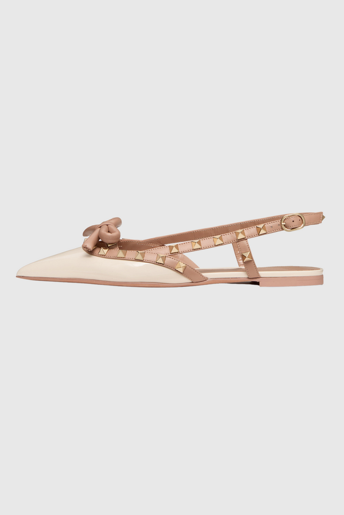 Alpha Studded Bow Flats In Apricot - Stylish beautiful dress for special occasions | Buy Online
