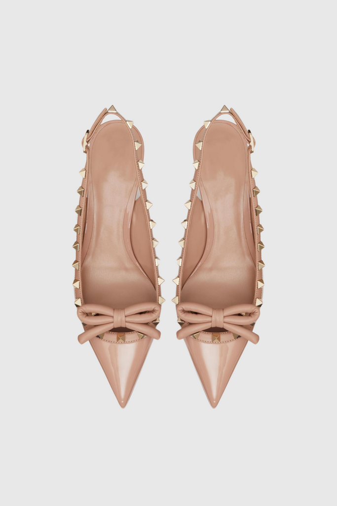 Shop  pink dress - Perfect for special occasions | Alpha Studded Bow Flats In Pink