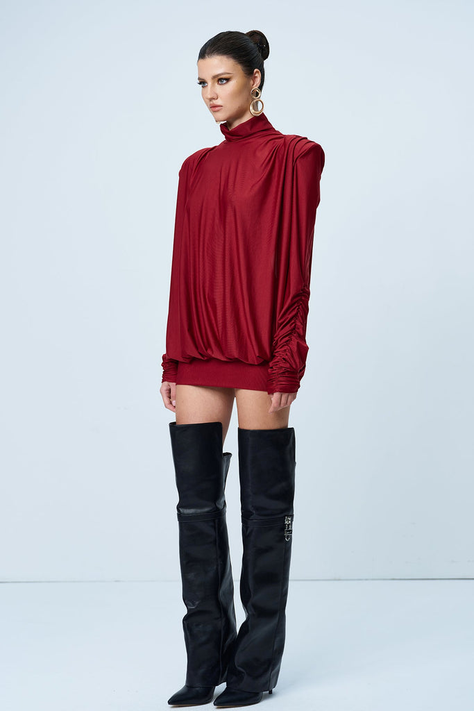 Alphonsus Backless Ruch Mini Dress In Red - Stylish red dress for special occasions | Buy Online