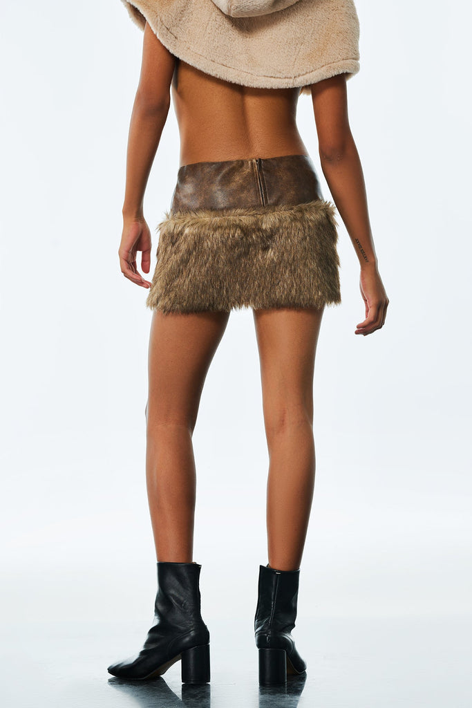 Stylish beautiful dress | Alrik Faux Fur Leather Skirt - Ideal for special occasions