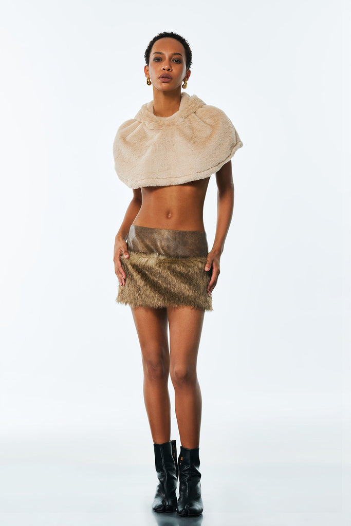 Alrik Faux Fur Leather Skirt - Stylish beautiful dress for special occasions | Buy Online