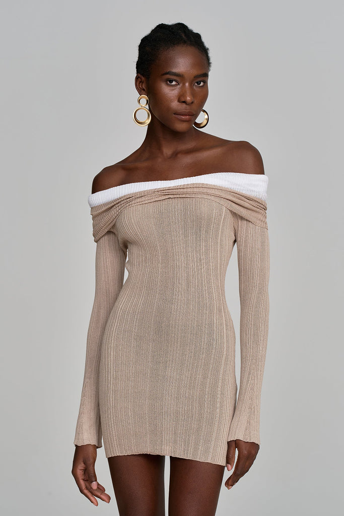 Althea Off Shoulder Hayley Knit Mini Dress - Stylish beautiful dress for special occasions | Buy Online