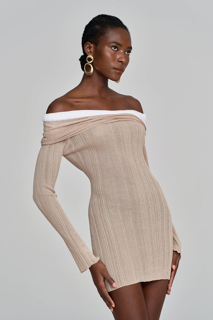 Shop  beautiful dress - Perfect for special occasions | Althea Off Shoulder Hayley Knit Mini Dress
