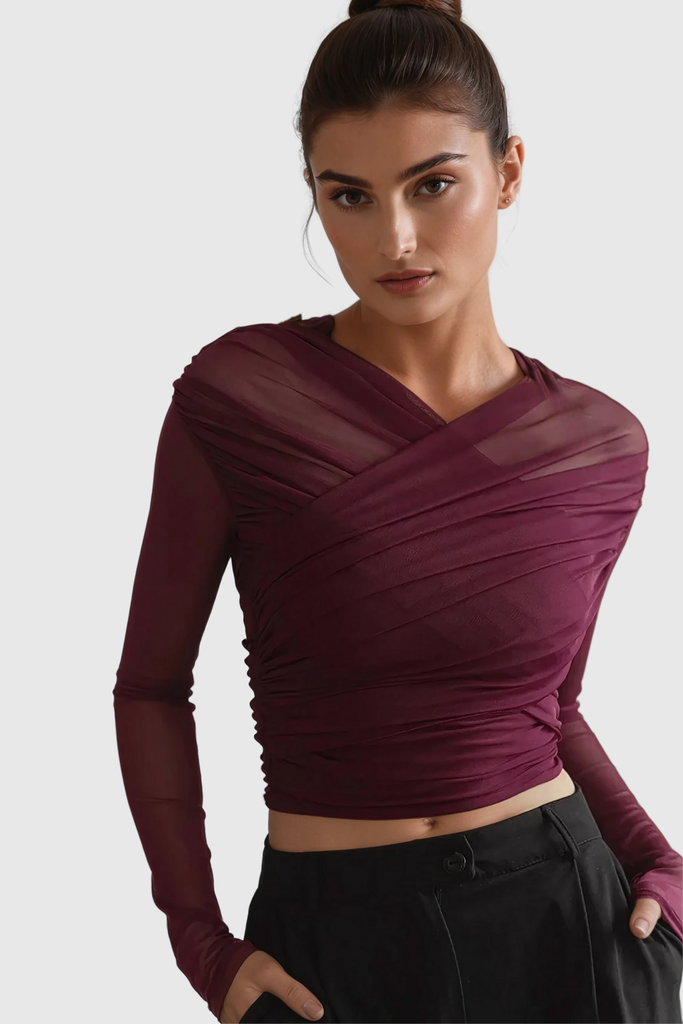 Stylish red dress | Alusia Cross Mesh Bodycon Top In Red - Ideal for special occasions