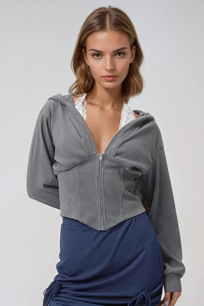 Stylish beautiful dress | Alvilde Hooded Plunge Lace Top - Ideal for special occasions