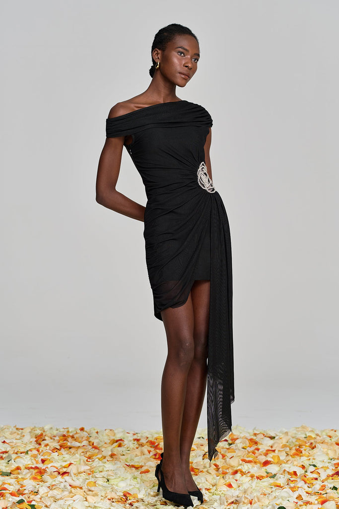 Alvina Ruch Asymmetric Flower Mini Dress - Stylish beautiful dress for special occasions | Buy Online